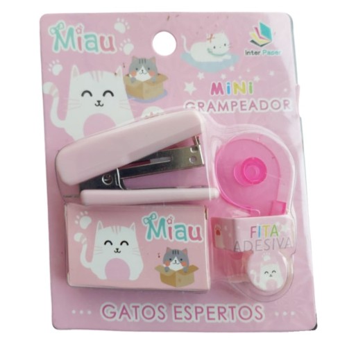 Mini Grampeador rosa gatinha